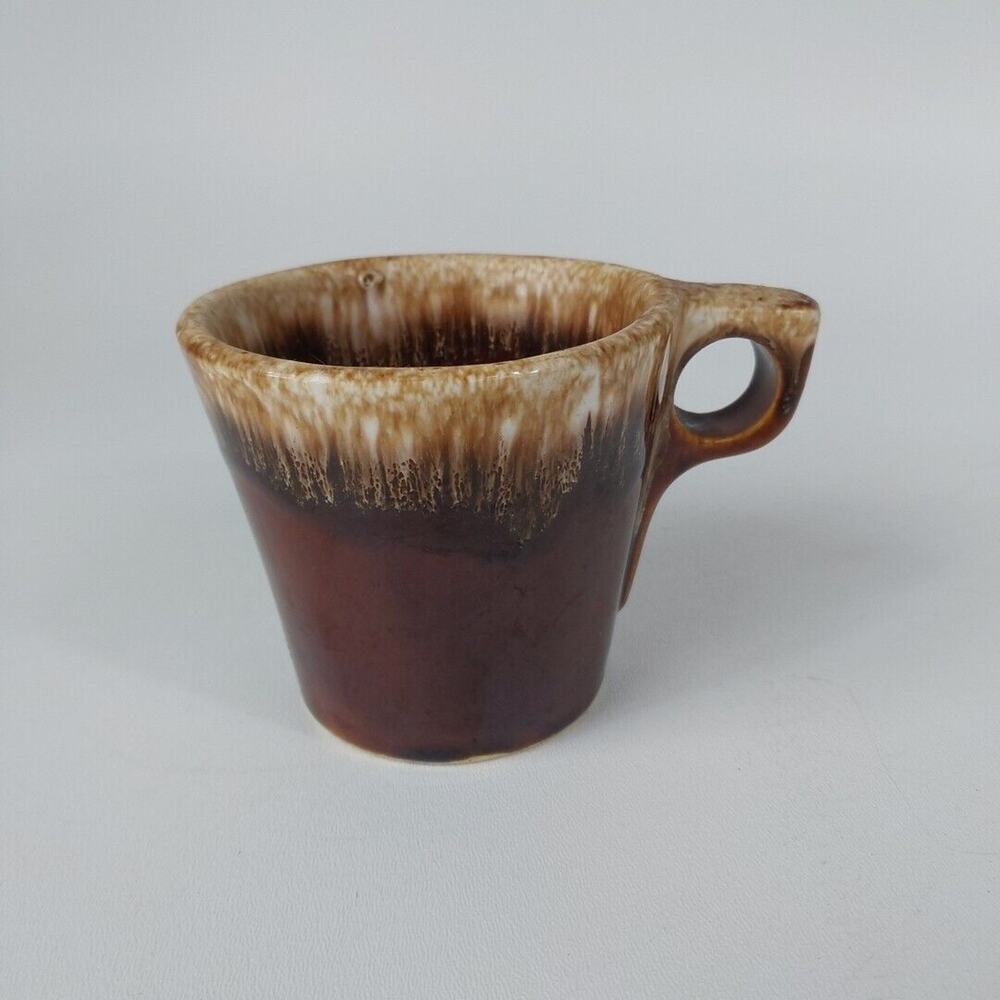 Hull Coffee Mug Vintage Brown Drip Cup‎ Pottery Oven Proof Glaze USA